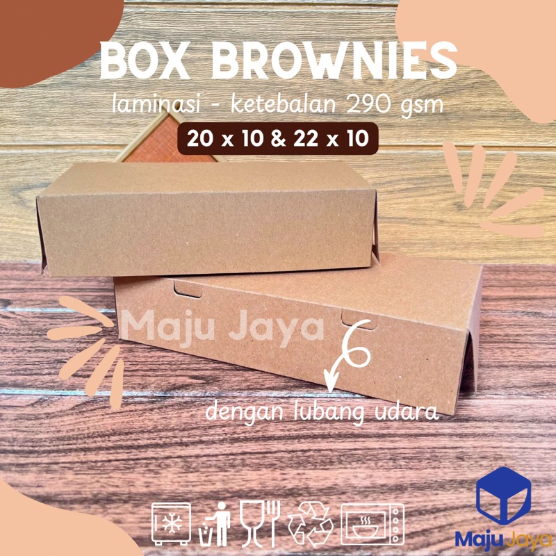 Maju Jaya - Box Brownies Kraft Laminasi Tutup Penuh 290 gsm 20x10x5 22x10x5 / Dus Coklat Brownies Do
