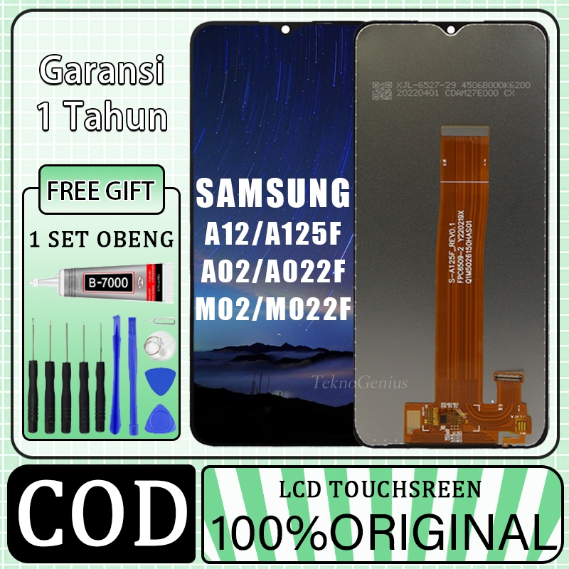 ORIGINAL LCD SAMSUNG A12/A125F/A02/A022F/M02/M022F BLACK FULLSET TOUCHSCREEN / ORIGINAL 100% LCD / c