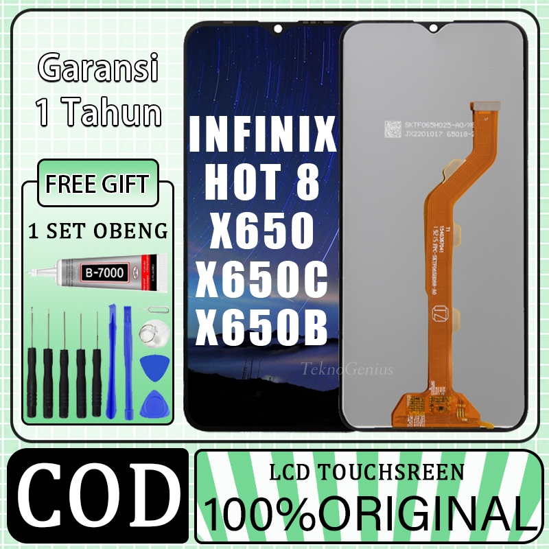 ORIGINAL LCD INFINIX HOT 8/X650/X650C/X650B BLACK FULLSET TOUCHSCREEN / ORIGINAL 100% LCD / copotan 