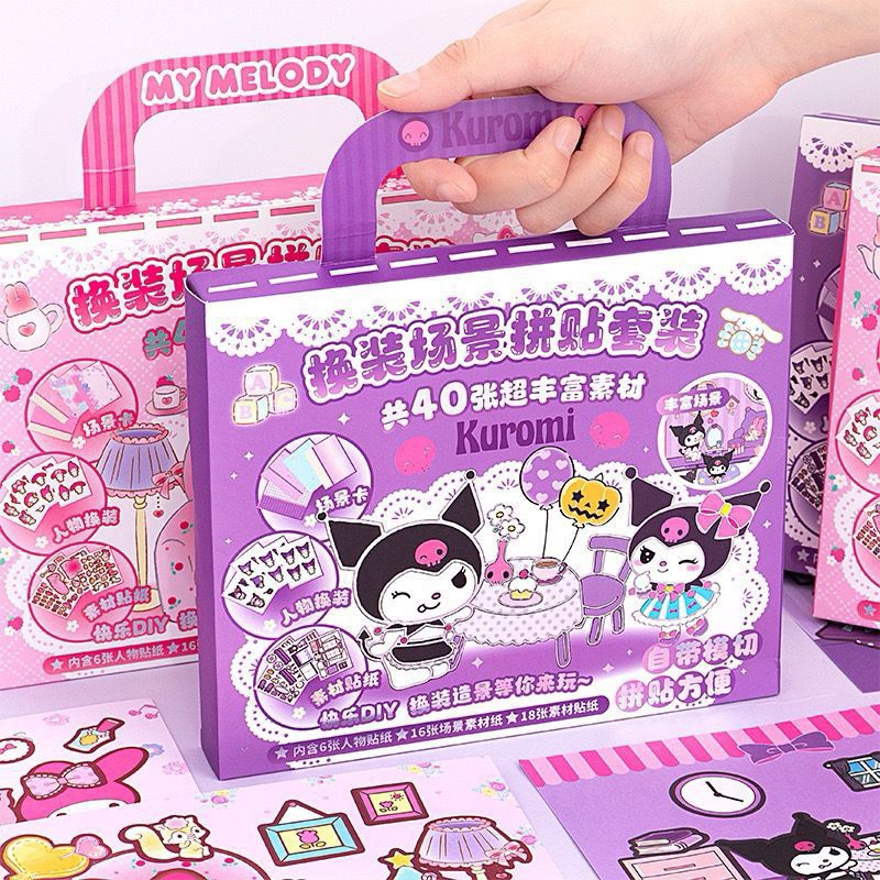 

￼【Penjual Lokal】9-in-1Kotak hadiah Alat tulis Sanrio / Set alat tulis Sanrio / kotak hadiah alat tulis KUROMI MELODY Set Buku Jurnal Stiker kartun