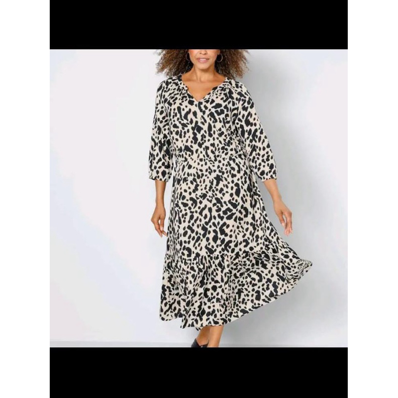 dress leopard dan motif daun ld 120