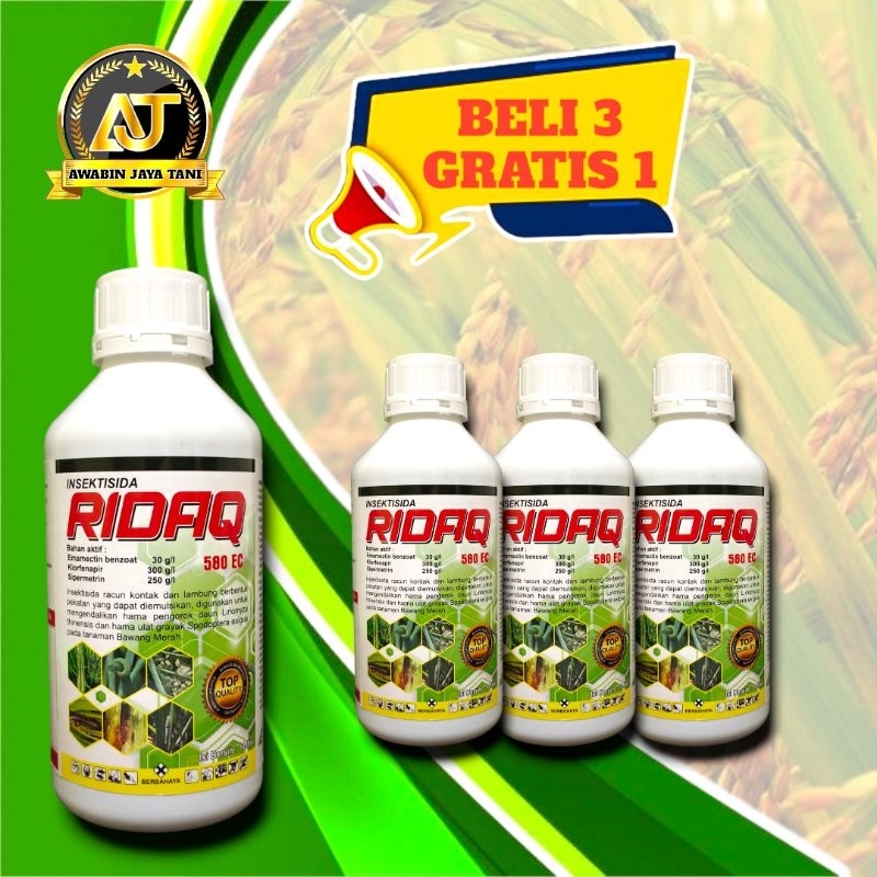 RIDAQ 500 EC 1 LITER INSEKTISIDA BAHAN AKTIF EMAMECTIN BENZOAT KLORFENAPIR SIPERMETRIN ABACEL