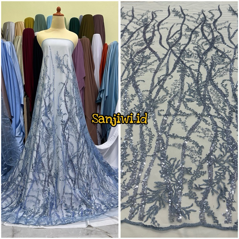 kain Tulle payet premium / kain tile payet spangel / kain tille tulle payet squin / tile full payet 