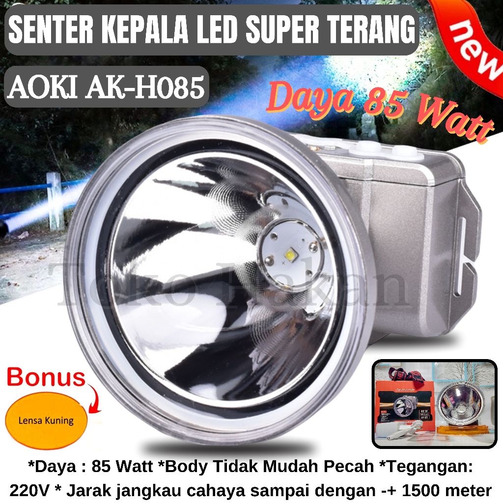 SENTER KEPALA AOKI AK-H085 HEADLAMP 85 WATT TAHAN LAMA | SENTER KEPALA SUPER TERANG | HEADLAMP SUPER