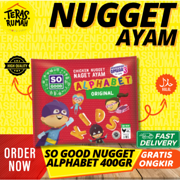 

SO GOOD NUGGET NAGET AYAM BENTUK ALPHABET ORI - 400gr