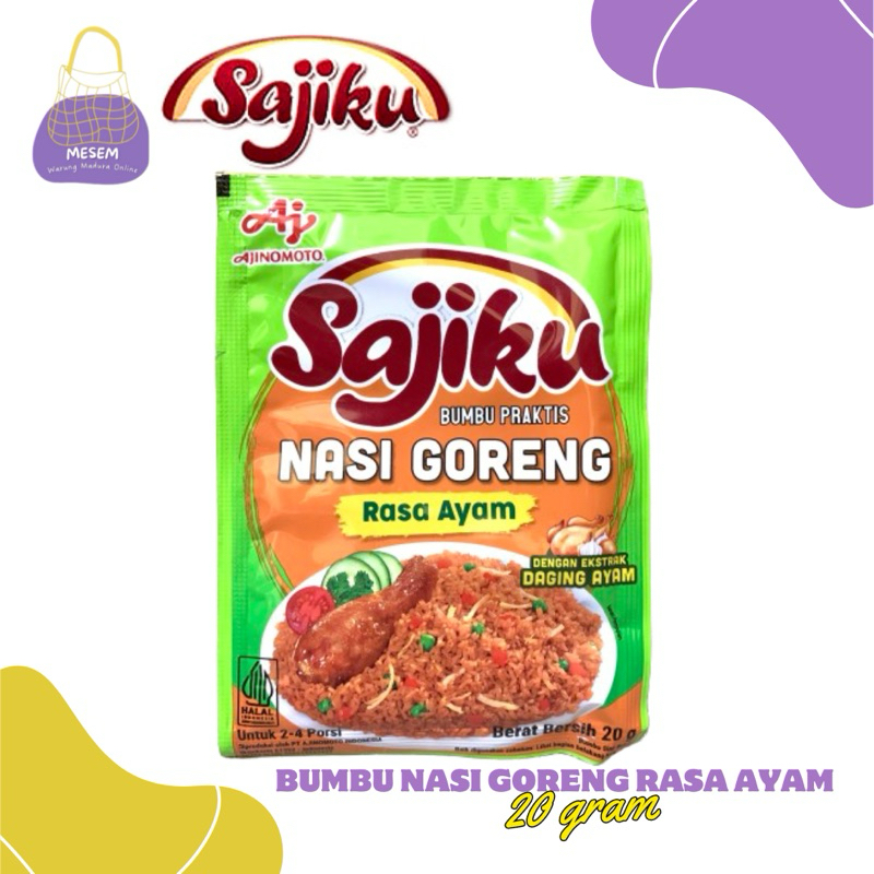 

Ajinomoto | Aneka Sajiku Bumbu Praktis | Bumbu Instan | Bumbu Siap Pakai | Sajiku Bumbu Nasi Goreng Rasa Ayam 20g | Sajiku Bumbu Ayam Goreng 24g