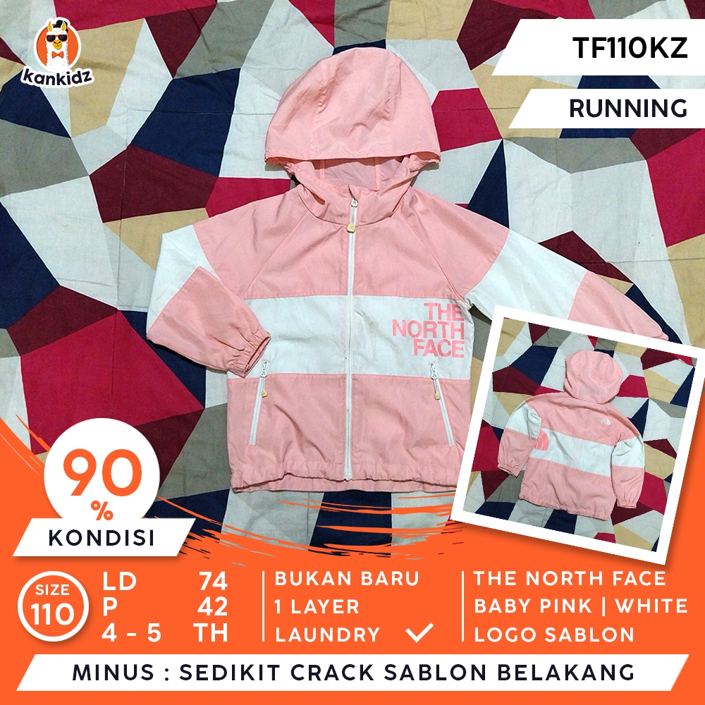 SIAP PAKAI | Jaket Anak Running TNF | Baby Pink Putih Size 110