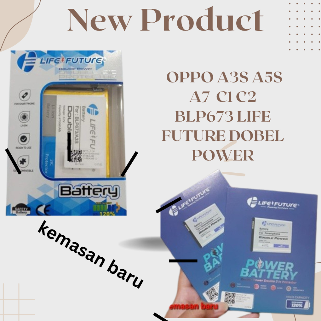 BATERAI BATRE OPPO A3S A5S A7  C1 C2 BLP673 LIFE FUTURE DOBEL POWER6