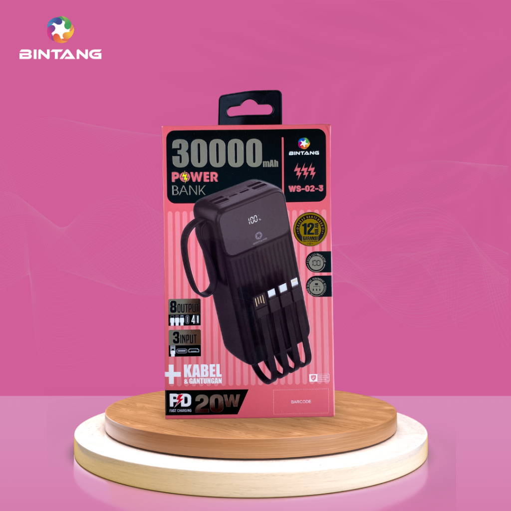 BINTANG POWERBANK PD 20W 30.000 MAH WS-02-03