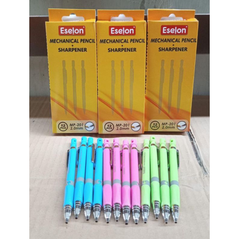 

(1pak) Pensil Mekanik Eselon Mp-202 2,0mm/Mechanical Pensil + Sharpener /Pensil isi besar