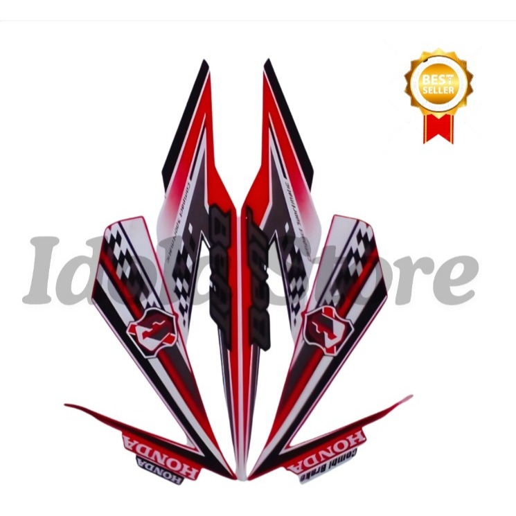 Sticker Striping Motor Honda Beat Fi 2018 Putih Merah list body motor beat Fi 2018
