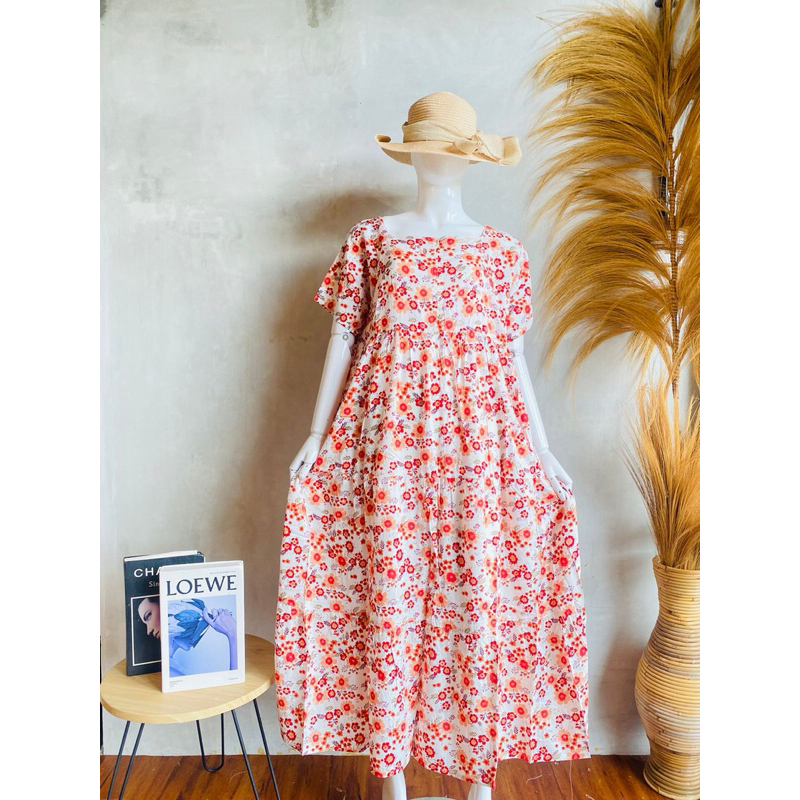 Yuki Dress Panjang Motif/Daster Yuki Rayon