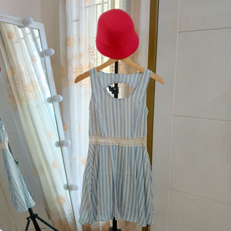 INGNI Stripe Backless Mini Dress