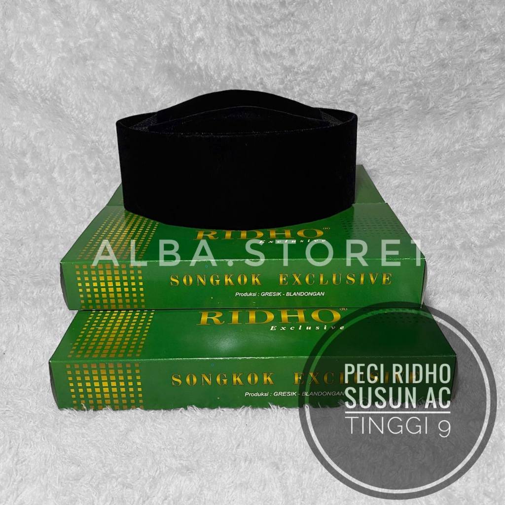 Peci Hitam Merk Ridho Susun AC/Peci Hitam Merk Ridho Susun Full AC Songkok Standar Susun AC Murah Be