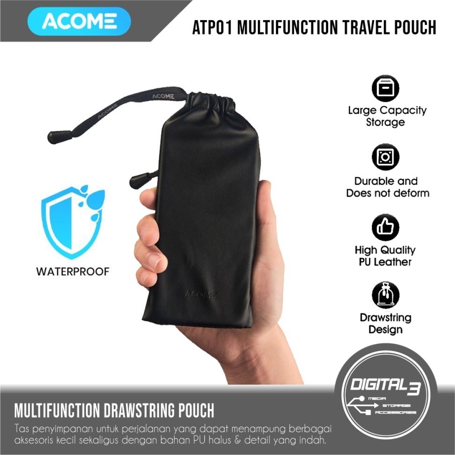 ACOME ATP01 Travel Pouch HP Multifungsi Sarung Powerbank Universal Earphone TWS Charger