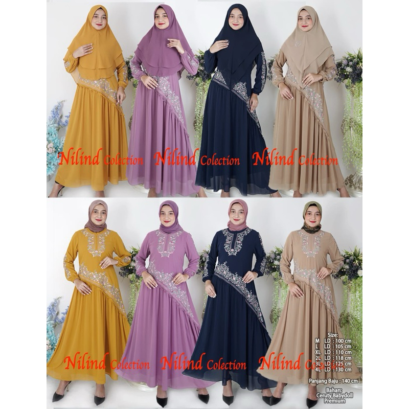 Gamis Ceruty Babydoll Premium | Gamis Ceruty Babydoll Hijab | Gamis Ceruty Babydoll Bordir