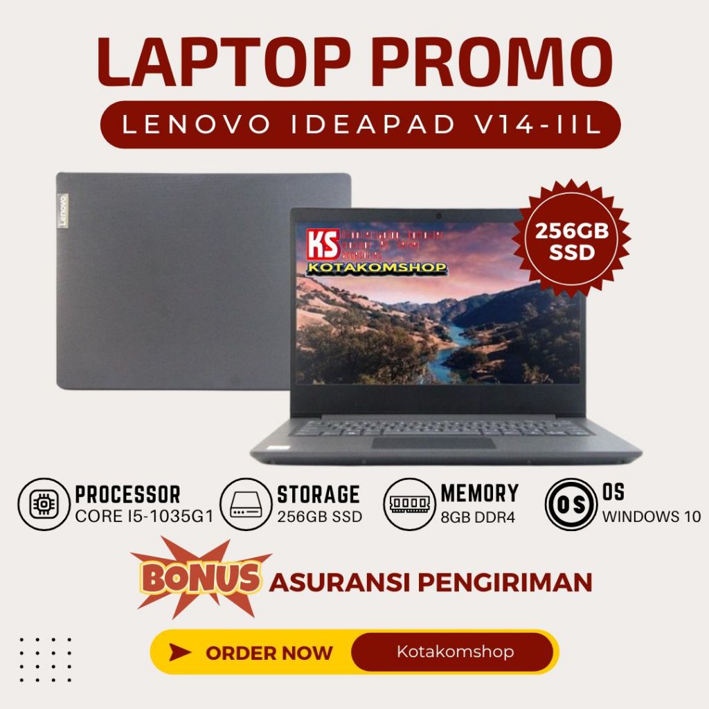 Laptop Lenovo v14 - iil Core i5-1035G1 Ram 8Gb Ssd 256Gb  14" Full Hd - Laptop Lenovo Murah