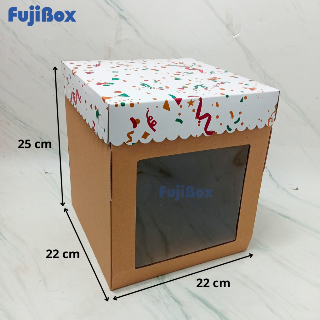 

( 5 Pcs ) KOTAK BOX DUS KUE TART TINGGI 22 x 22 x 25 TUTUP MOTIF PARTY