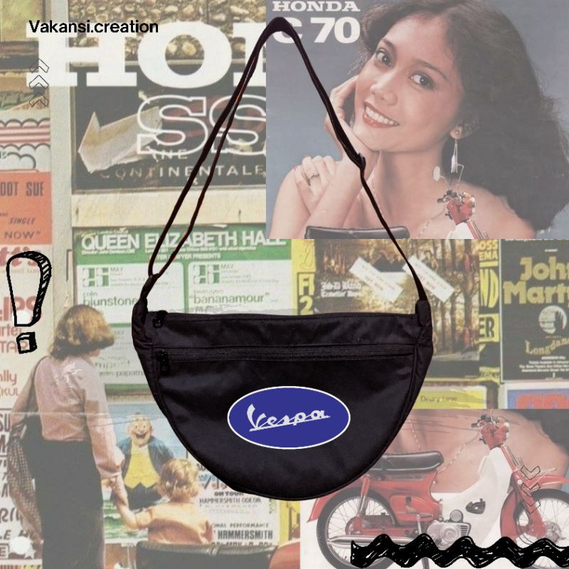 TAS SELEMPANG DESAIN VESPA TAS MOTOR KLASIK TAS MOTOR JADUL CASUAL PRIA DAN WANITA