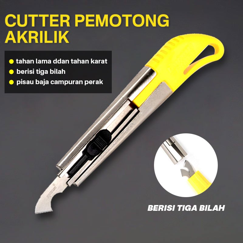 

POPOCOLA☂PISAU CUTTER AKRILIK/PLEXYGLASS PEMOTONG KAIT/ dengan 2 pcs mata pisau cadangan/ cutter akrilik/pisau kater/alat pemotong/pisau akrilik