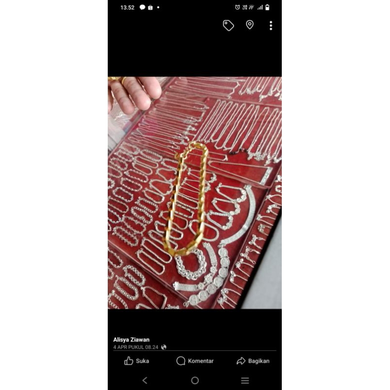 gelang padi perak celup emas
