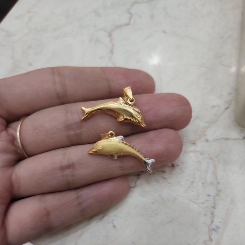 liontin ikan lumba lumba liontin dolphin emas asli kadar 700