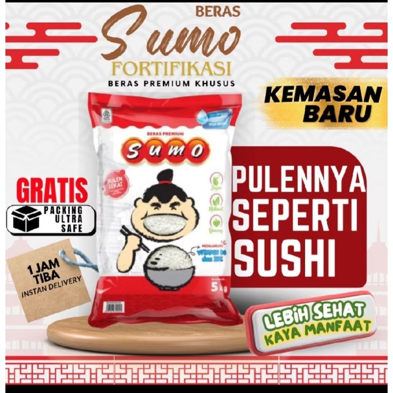 

beras sumo kemasan merah premium khusus fortifikasi 5kg super pulen seperti sushi