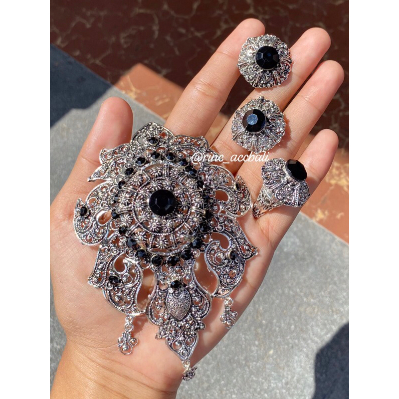 Set Alpaka Bali Goda Bakar Super Premium seperti Perak Asli