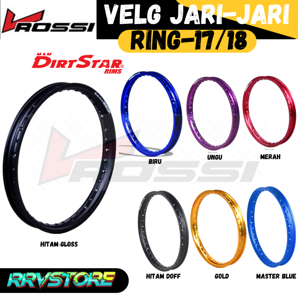 VELG JARI JARI ALUMUNIUM V-ROSSI 140 160 185 215 RING 17/18 HOLE/LUBANG JARI 32/36 VELG ALUMUNIUM VA