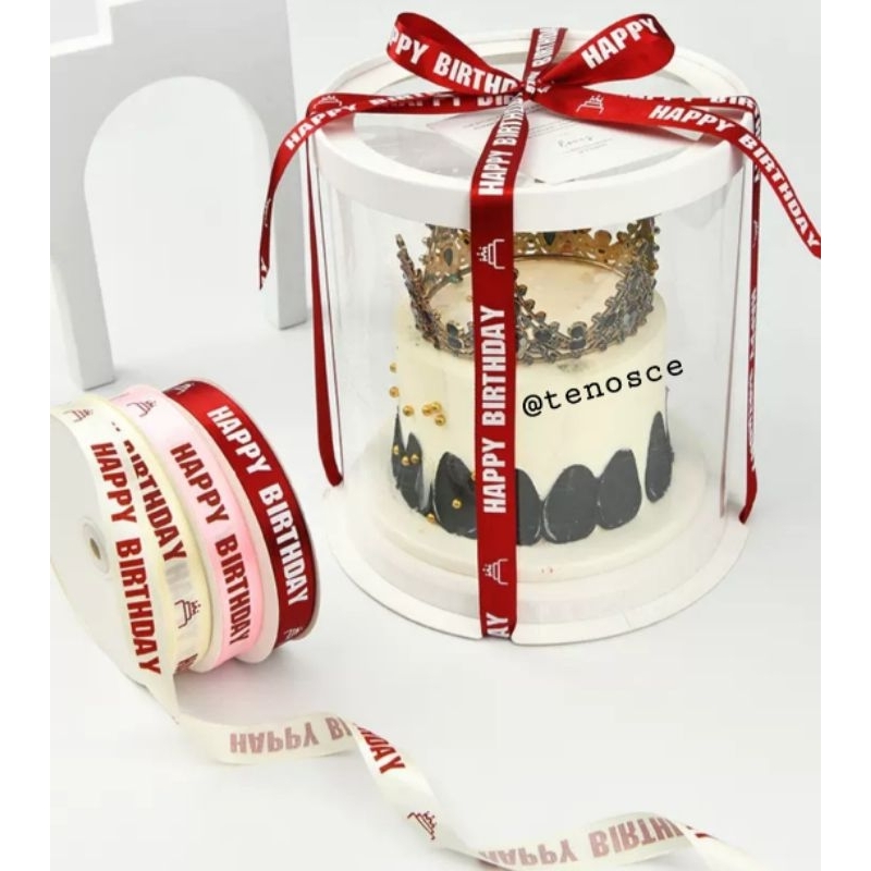 

25yard Pita Ultah Ribbon HBD Satin Roll Happy Birthday Anak Ulang Tahun Perempuan HBD Laki Laki Hadiah Kado Parcel Hampers Sky Blue Gold