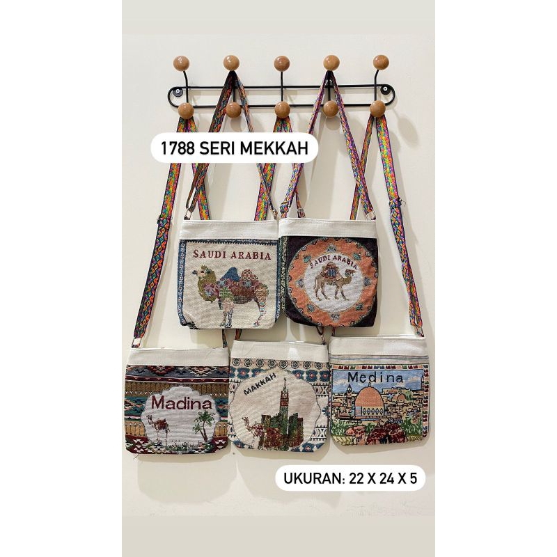 Tas selempang mini wanita motif makkah madina saudi // tas selempang khas saudi arabia