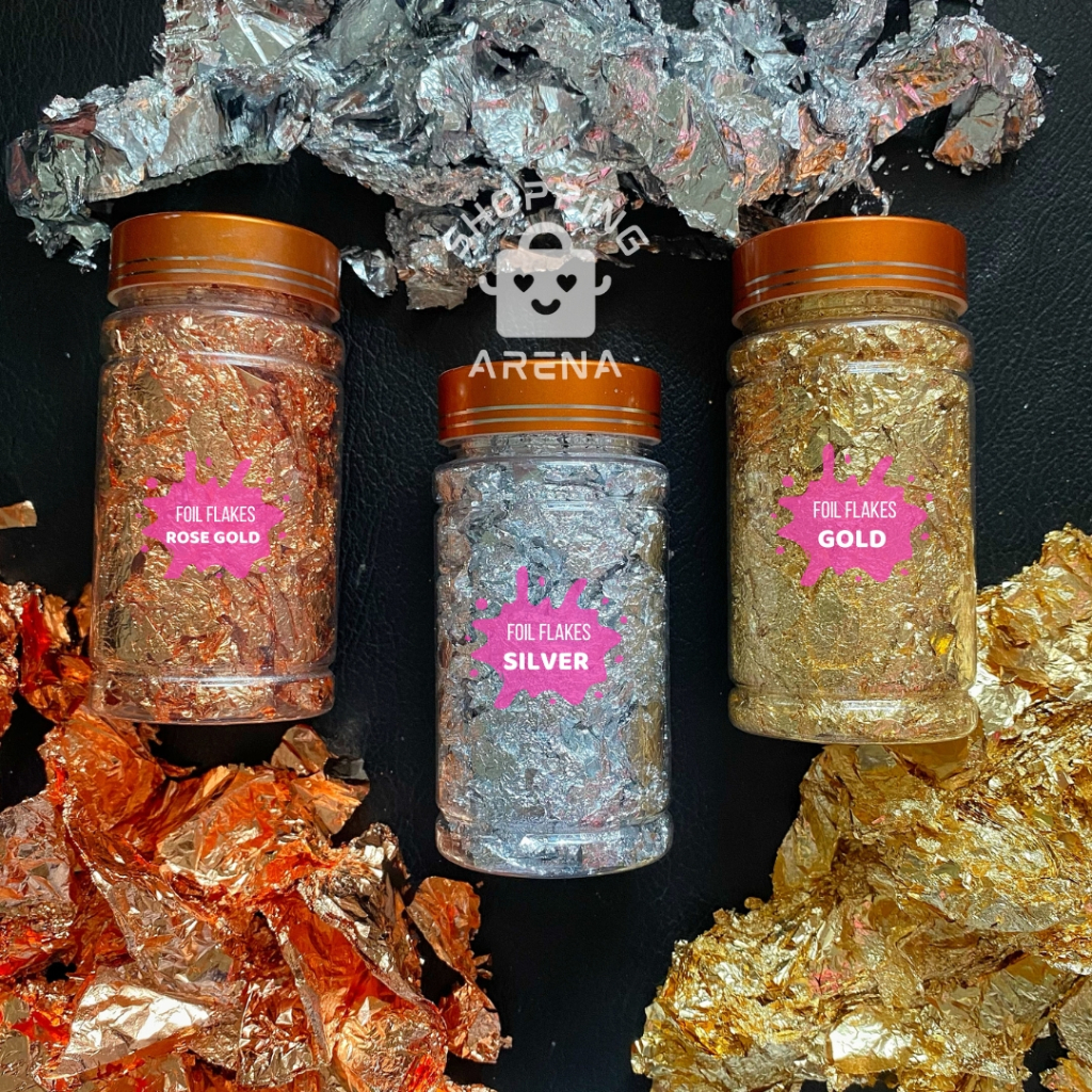 Foil Flakes 150ml Gold Silver Rosegold Nail Art Decoration Foil Paper Aluminium Flake Foilflakes Bah
