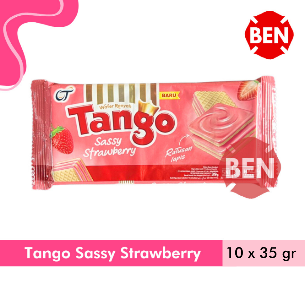 

Wafer Tango SASSY STRAWBERRY 1 Pak 10 Pcs 35g 35gr Stroberi Besar