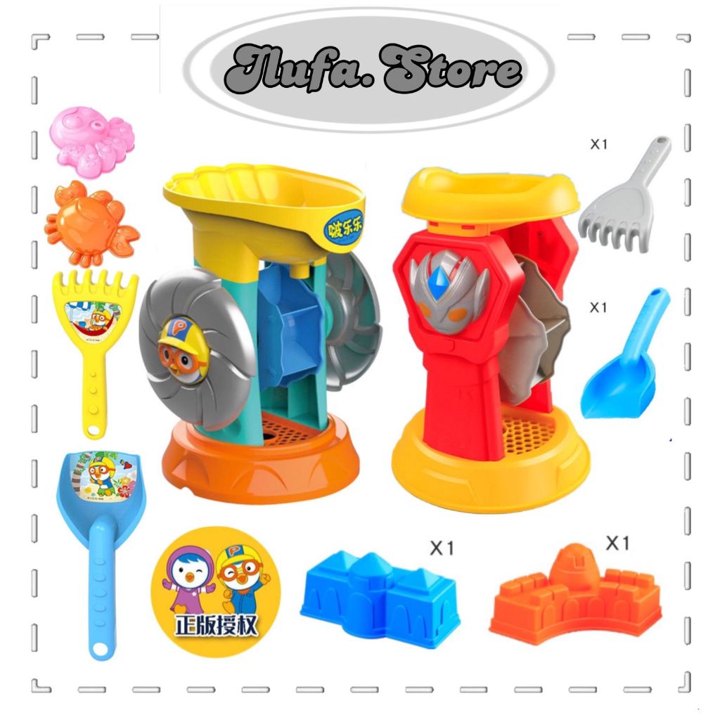 ILU901 Set Mainan Cetakan Alat Pasir Anal Model PORORO ULTRAMAN Mainan Pasir