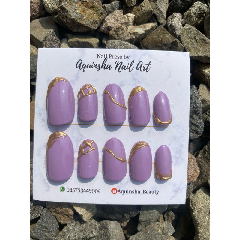 Kuku Palsu ungu lilac // FREE LEM | Press On Nails | Nail Art | Nailarts | kuku palsu | fake nail  |
