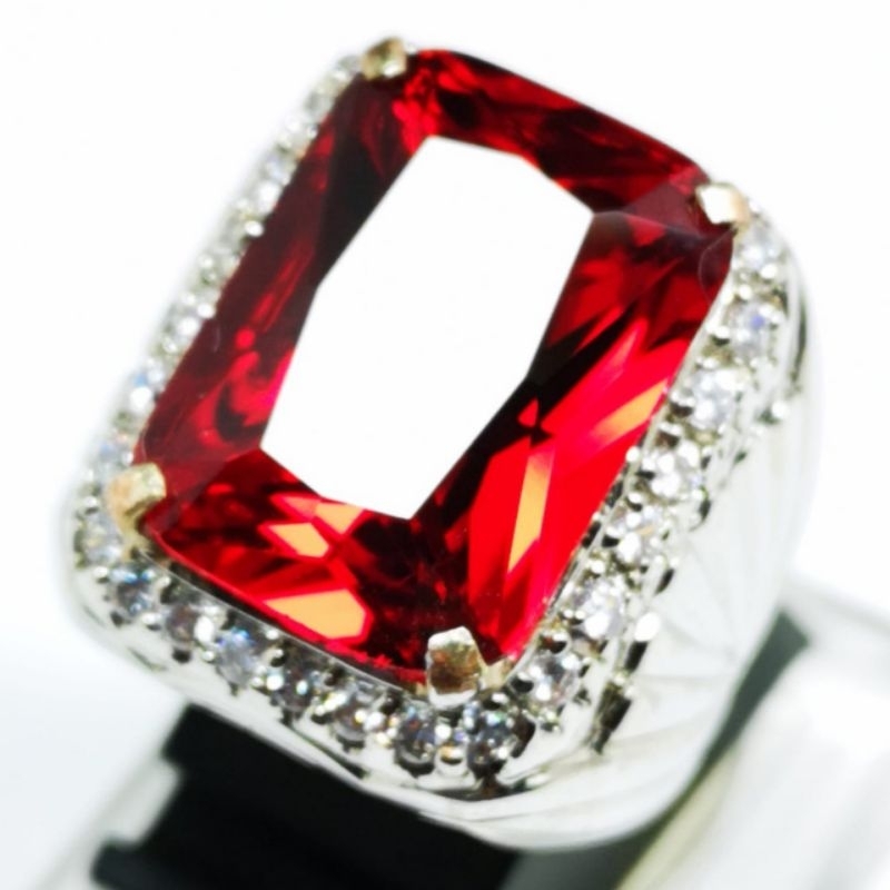COD CINCIN PERMATA AKIK MERAH SIAM KOTAK CHATAM RING PERAK BANGKOK 926