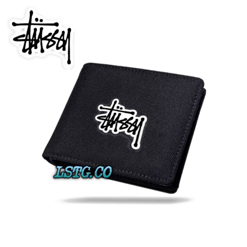 Dompet Canvas Distro Logo Stussy / Dompet Kanvas Lipat Multifungsi Distro Pria Wanita /E-Wallet