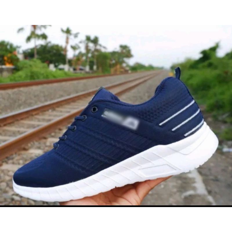 sepatu pria wanita olah raga ads line logo timbul paylon anti slip