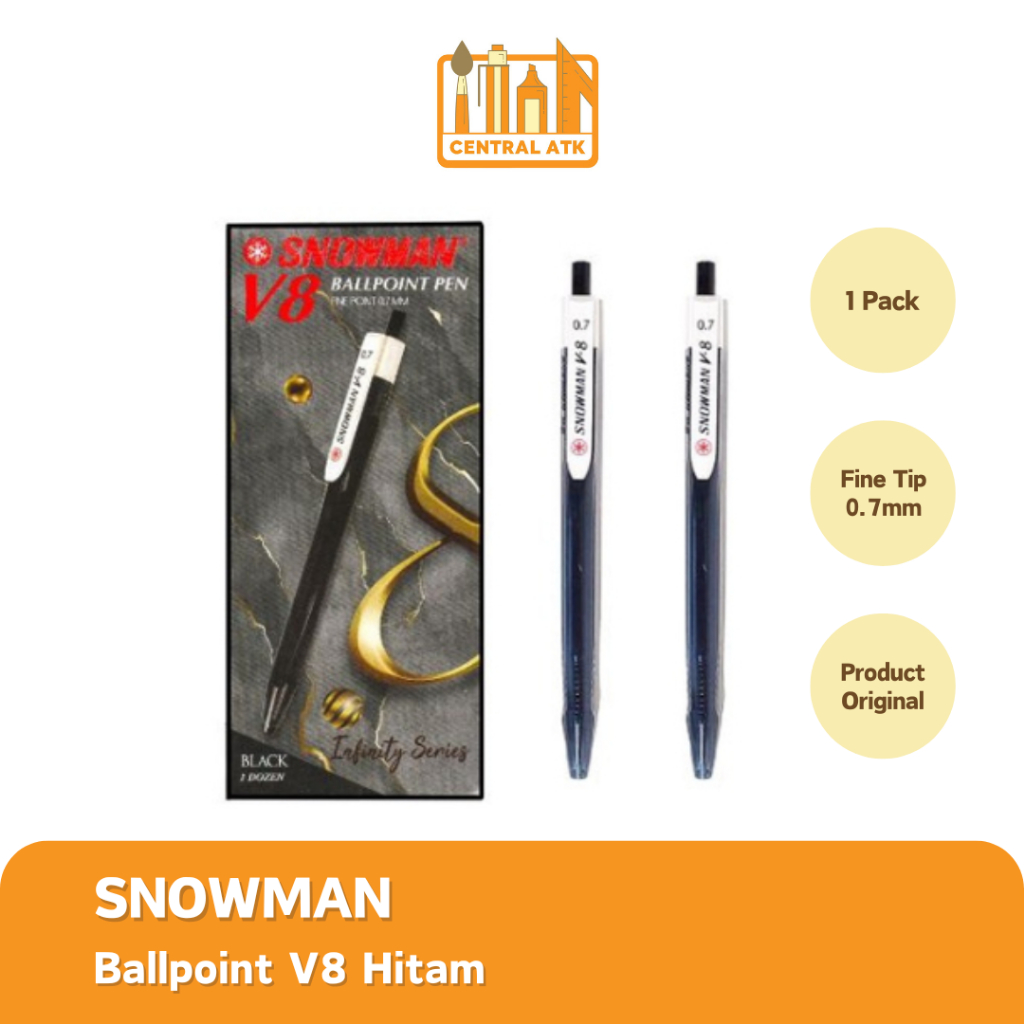 

SNOWMAN BALLPOINT V8 PASTEL HITAM (1 PACK)