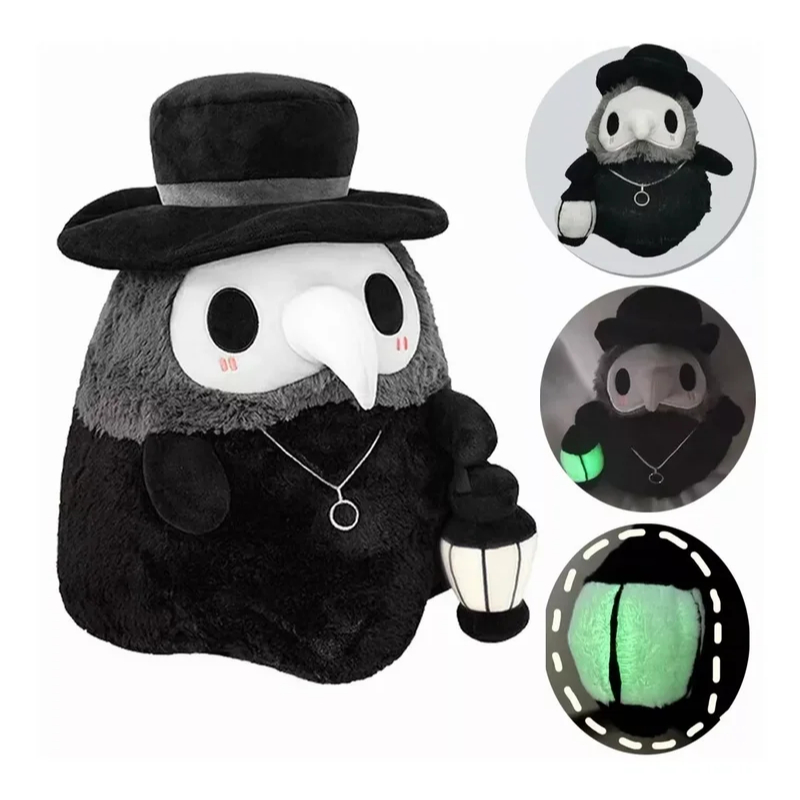 Cartoon Character Animal Crow Doctor Plague Stuffed Plush Toy Bird Mouth Doctor Plush Doll Luminous 