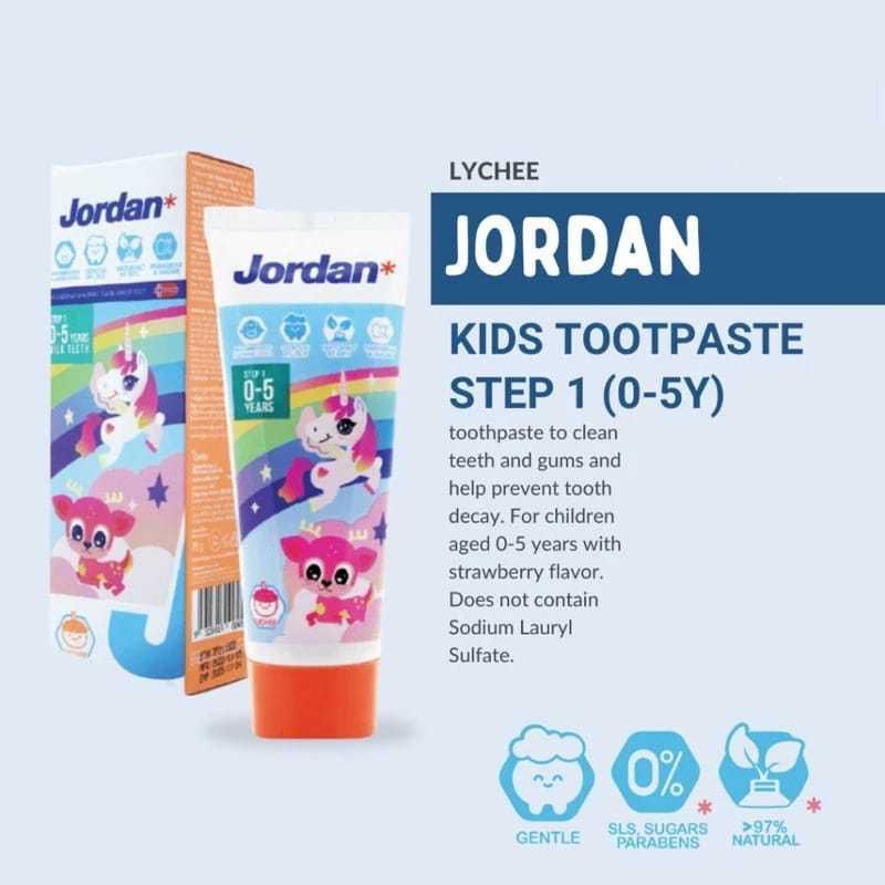 Pasta Gigi Jordan Step 1 0-5tahun Lychee Toothpaste Pasta Gigi Anak