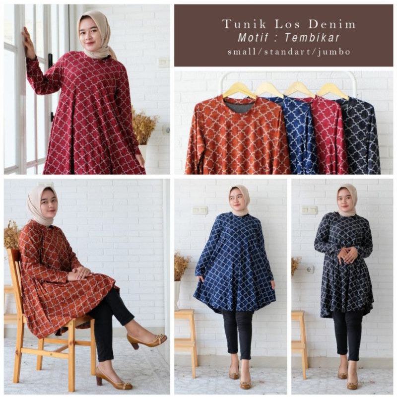 TUNIK JESS NAD LOS DENIM TEMBAKAR UKURAN Standrt