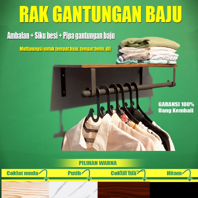 Rak dinding tempel minimalis, Gantungan baju, Gantungan baju dinding tempel