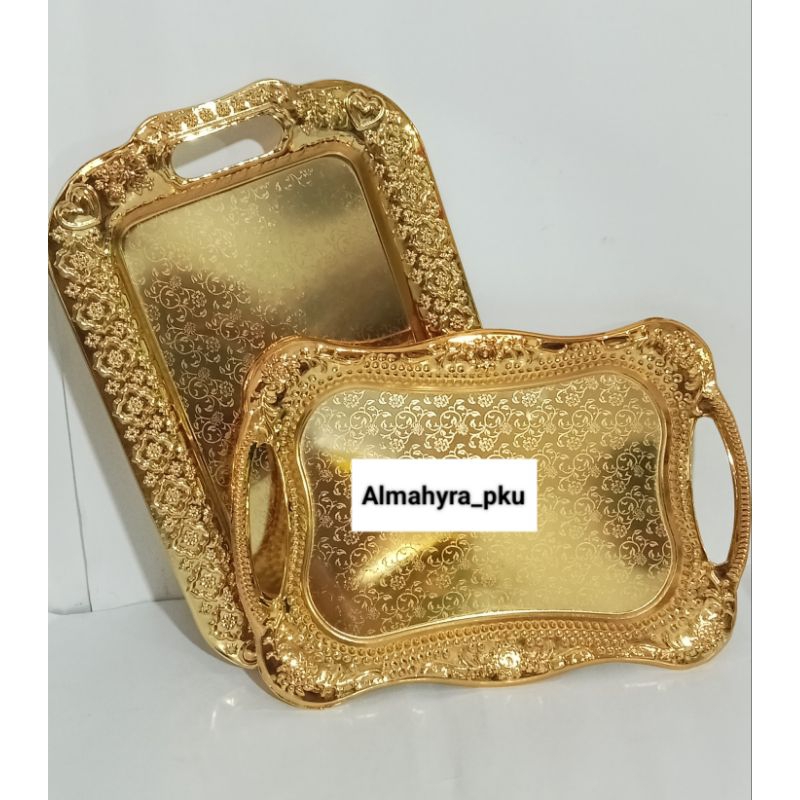 Nampan/ Talam Arab Stainless Steel Emas/ Oleh-oleh Haji dan Umroh