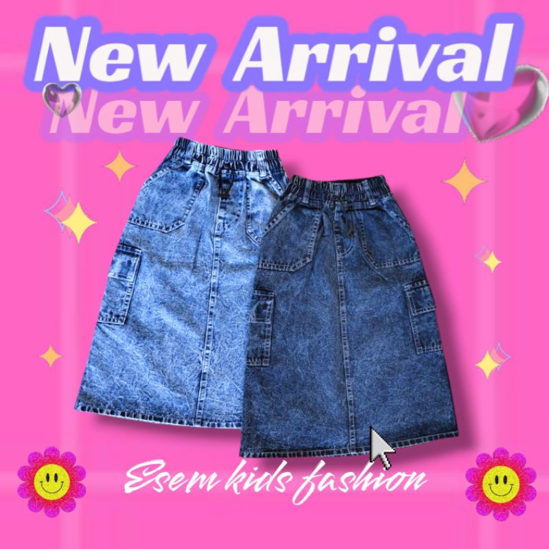 Rok Jeans Span Cargo Anak Perempuan
