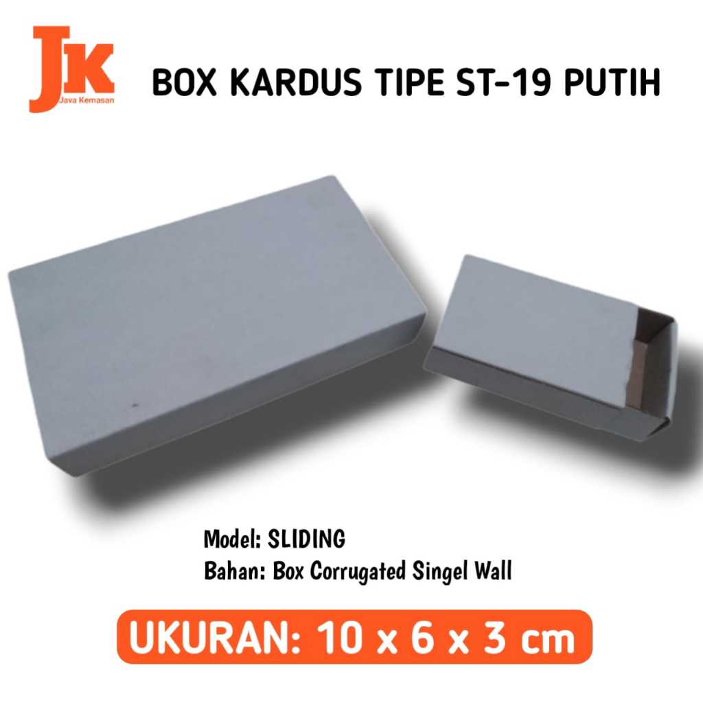 

KARDUS ST-19 PUTIH KOTAK BOX KARTON CORRUGATED SLIDING PUTIH KECIL POLOS TEBAL PACKING KAOS ACSESORIS SOUVENIR