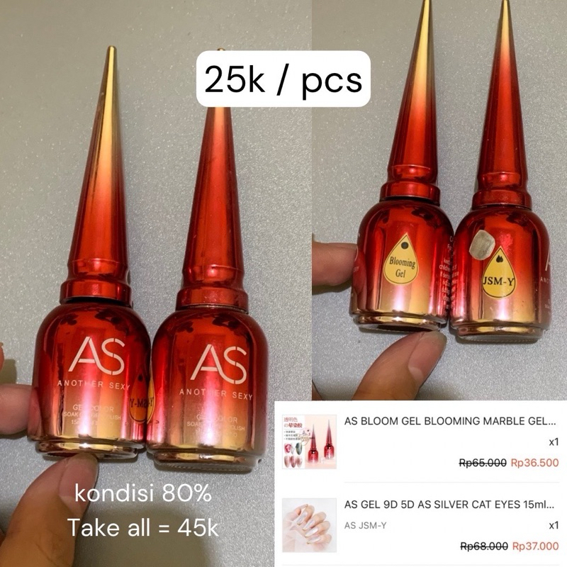 [PRELOVED] AS CAT EYE, AS BLOOMING GEL, NLSM, CHARZIEG PAINTING UNTUK NAIL ART (Kutek gel premium mu