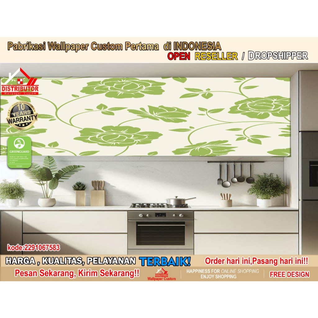 Wallpaper Custom 3D Tema 3D Mural | Wallpaper Dapur | Wallpaper Dapur Mural | Wallsticker | Wallpape