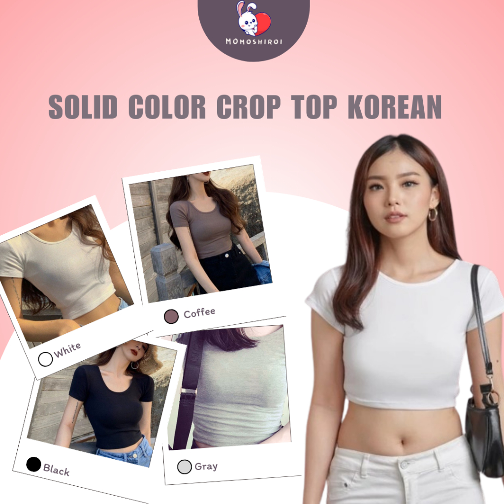 Baju Wanita Korean Sexy Crop Top Kaos Crop Tee Baju Atasan Wanita Polos BJ282