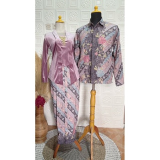SET sarimbit kemeja dan rok wiru parang bunga pastel